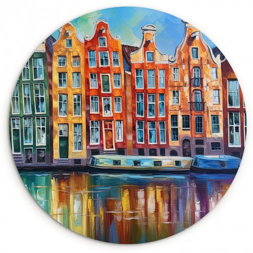 Quadro rotondo - Case sul canale di Amsterdam