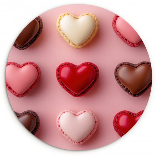 Quadro rotondo - Amaretti - Cuori - Colorati - Rosa