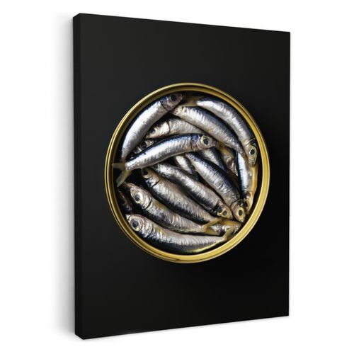 Dipinti su tela - Sardine - Pesce - Rotondo - Nero