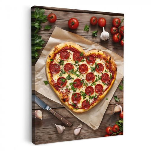 Dipinti su tela - Pizza - Cuore - Peperoni - Pomodoro
