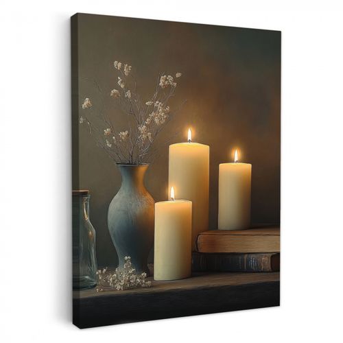 Dipinti su tela - Candele - Natura morta - Rustico - Libri