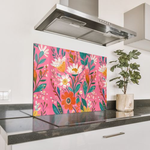Parafango in alluminio - Rosa - Fiori - Bianco - Arancione