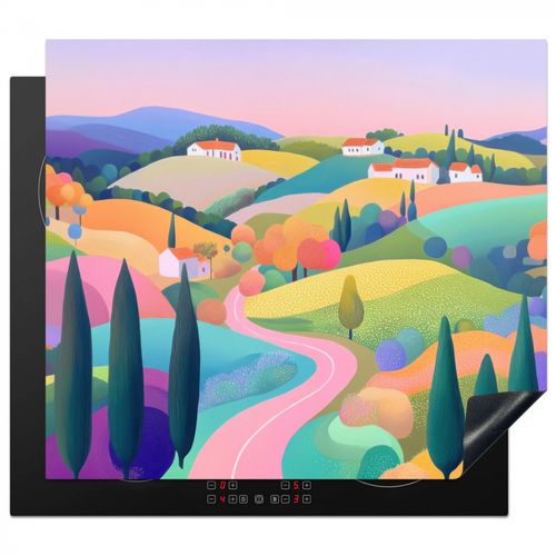 Protezione piano induzione - Paesaggio - Viola - Pastello - Case