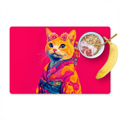 Tovagliette - Gatto - Kimono - Fiori - Rosa