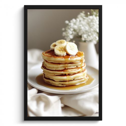 KitchenYeah - Cucina - Cornice per foto - Pancake - Banana - Sciroppo - Bianco - Beige