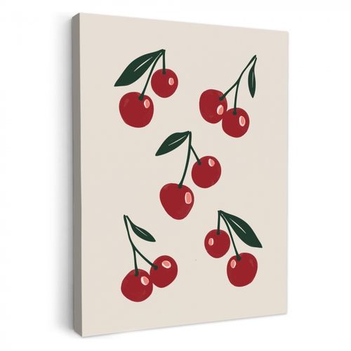 Dipinti su tela - Ciliegie - Foglie - Rosso