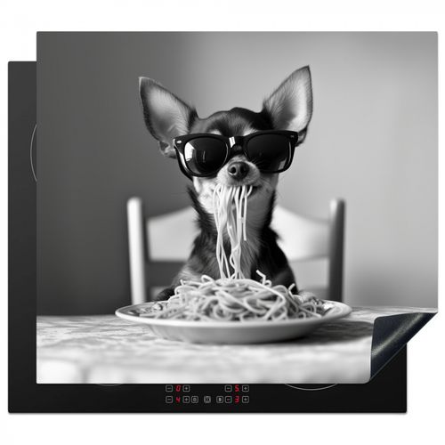 Protezione piano induzione - Chihuahua - Cane - Occhiali da sole - Umoristico - Nero - Bianco - Spaghetti