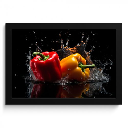 KitchenYeah - Cucina - Cornice per foto - Pepe - Acqua - Nero - Vegetale - Rosso - Giallo