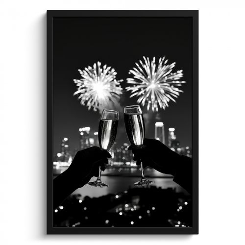 KitchenYeah - Cucina - Cornice per foto - Fuochi d'artificio - Cin cin - Skyline - Champagne