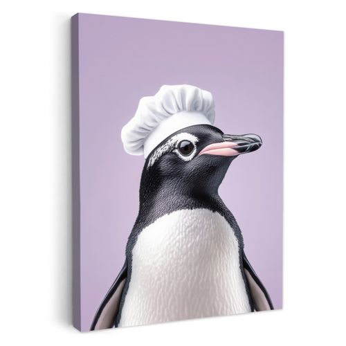Dipinti su tela - Pinguino - Cappello da cuoco - Dolce - Viola