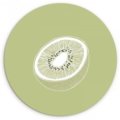 Quadro rotondo - Kiwi - Disegno a linee - Minimalista - Verde