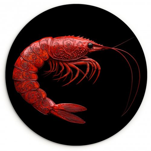 Quadro rotondo - Gambero - Rosso - Animali