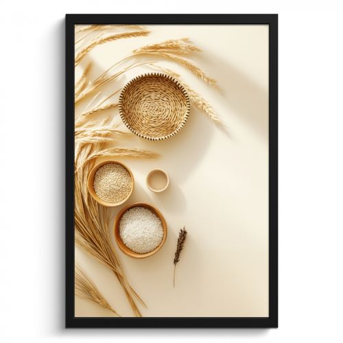 KitchenYeah - Cucina - Cornice per foto - Cereali - Legno - Ciotola - Beige