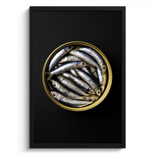 KitchenYeah - Cucina - Cornice per foto - Sardine - Pesce - Rotondo - Nero