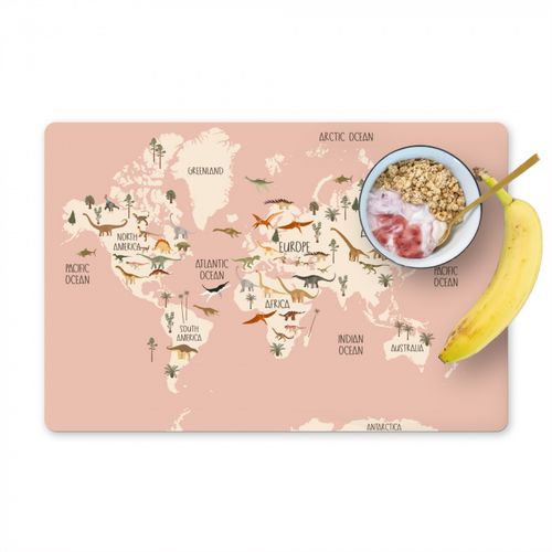 Tovagliette - Mappamondo - Camera dei bambini - Dino's - Ragazze - Bambini - Rosa