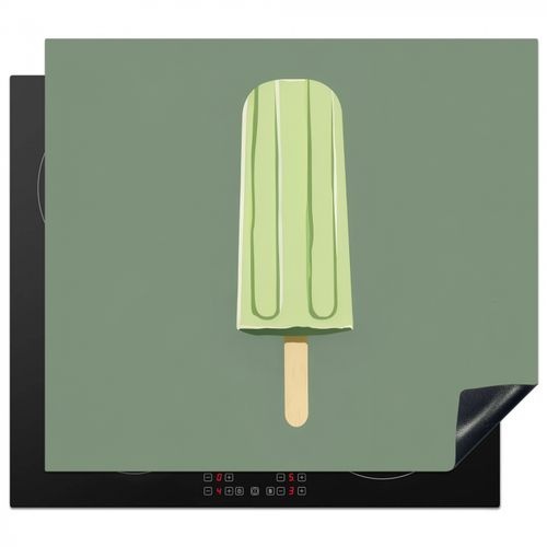 Protezione piano induzione - Verde - Gelato all'acqua - Bastoncino - Illustrazione