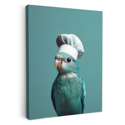 Dipinti su tela - Parrocchetto - Uccello - Cappello da cuoco - Carino