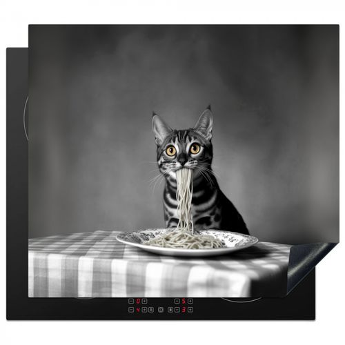 Protezione piano induzione - Bengala - Gatto - Tovaglia - Nero - Bianco - Animale