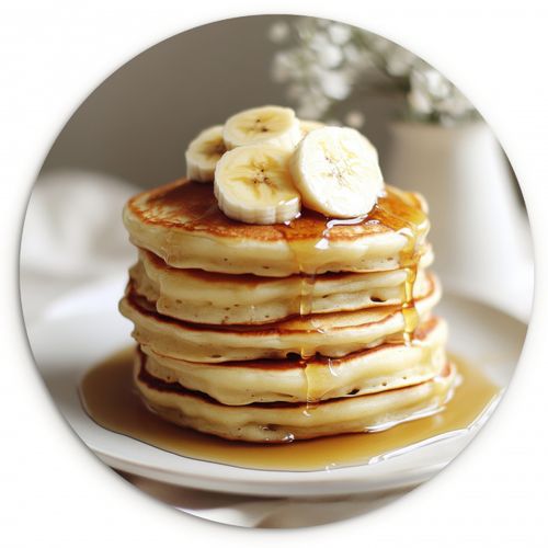 Quadro rotondo - Pancake - Banana - Sciroppo - Bianco - Beige