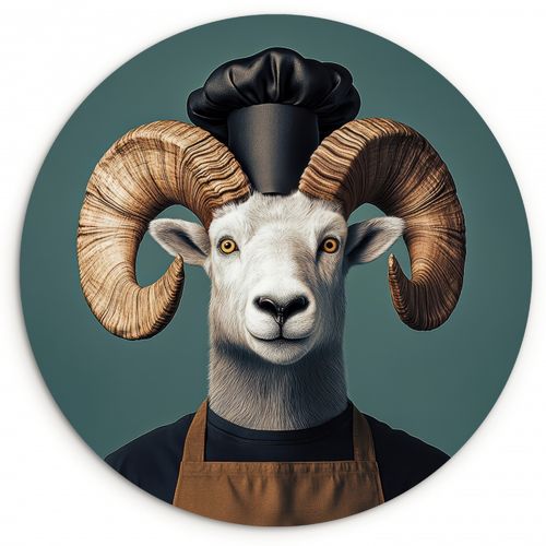 Quadro rotondo - Capra - Corna - Abbigliamento da cucina
