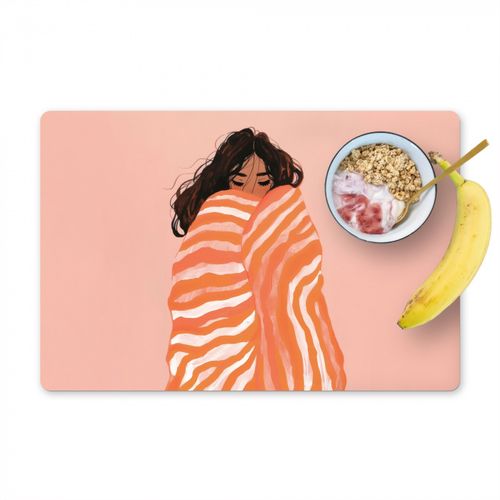 Tovagliette - Ragazza - Coperta - A righe - Arancione