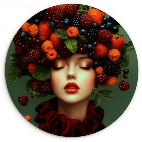 Quadro rotondo - Femmina - Fragole - Lamponi - More - Frutti di bosco