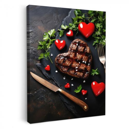 Dipinti su tela - Bistecca - Cuore - Posate