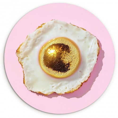 Quadro rotondo - Uovo - Discoteca - Colazione - Glitter