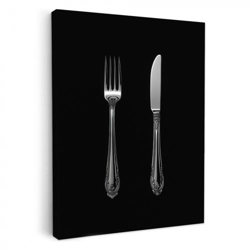 Dipinti su tela - Forchetta - Coltello - Argento