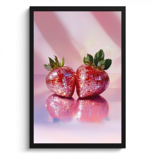 KitchenYeah - Cucina - Cornice per foto - Disco - Frutta - Glitter - Fragola