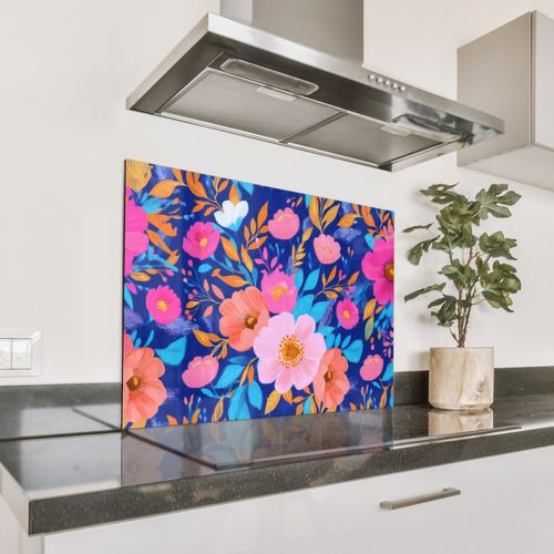 Parafango in alluminio - Fiori - Blu - Rosa