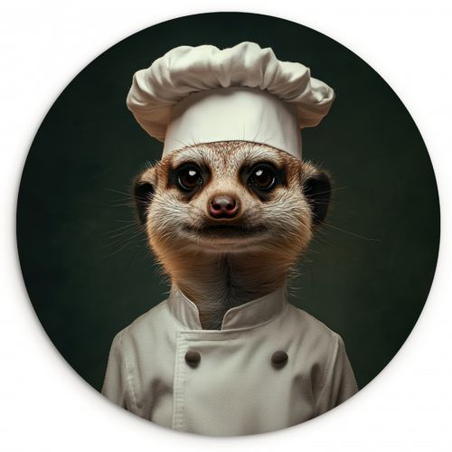 Quadro rotondo - Animale - Cuoco - Meerkat