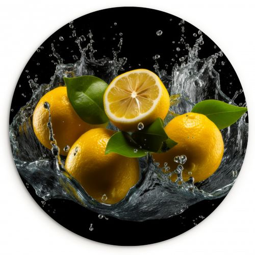 Quadro rotondo - Limone - Frutta - Giallo - Nero