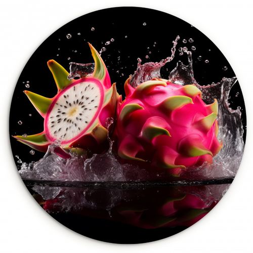 Quadro rotondo - Frutto del drago - Nero - Acqua - Frutto - Frutta