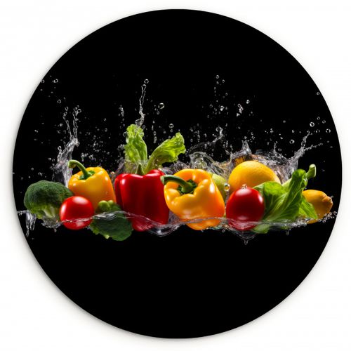 Quadro rotondo - Peperone - Acqua - Vegetale - Nero