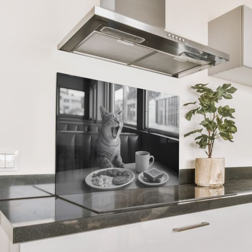 Parafango in alluminio - Gatto - Caffè - Pane - Nero