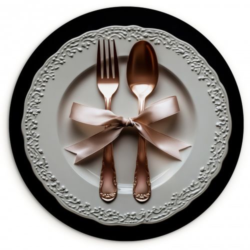 Quadro rotondo - Rosa - Fiocco - Posate