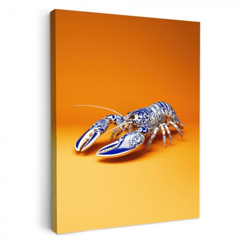 Dipinti su tela - Aragosta - Blu Delft - Scudo - Resistente - Arancione