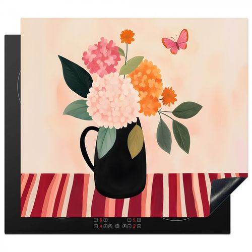 Protezione piano induzione - Vaso - Fiori - Farfalla - Rosso