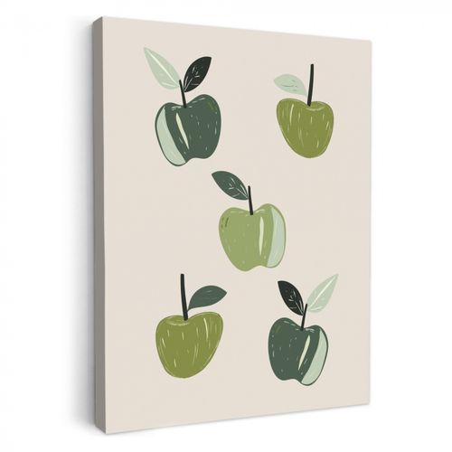 Dipinti su tela - Mele - Verde - Illustrazione - Foglie