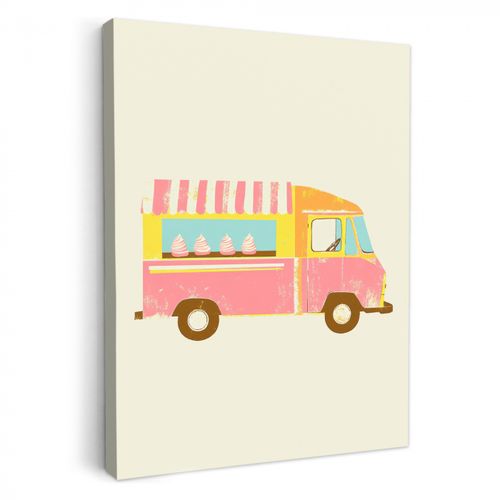 Dipinti su tela - Carrello dei gelati - Retrò - Gelati morbidi - Rosa
