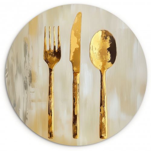 Quadro rotondo - Vernice - Oro - Posate