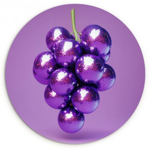 Quadro rotondo - Uva - Disco - Glitter - Viola