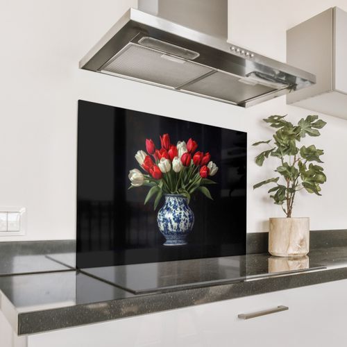 Parafango in alluminio - Rosso - Fiori - Tulipani - Vaso