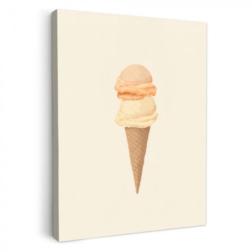 Dipinti su tela - Minimalista - Paletta per gelato - Corno - Beige