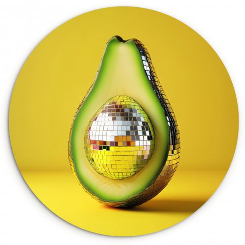 Quadro rotondo - Avocado - Discoball - Giallo - Brillantini