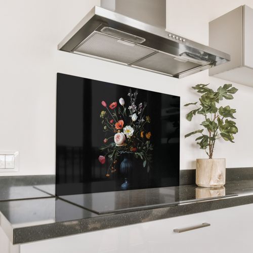 Parafango in alluminio - Composizione floreale - Vaso - Nero