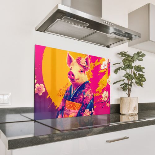 Parafango in alluminio - Maiale - Corona di fiori - Kimono - Astratto