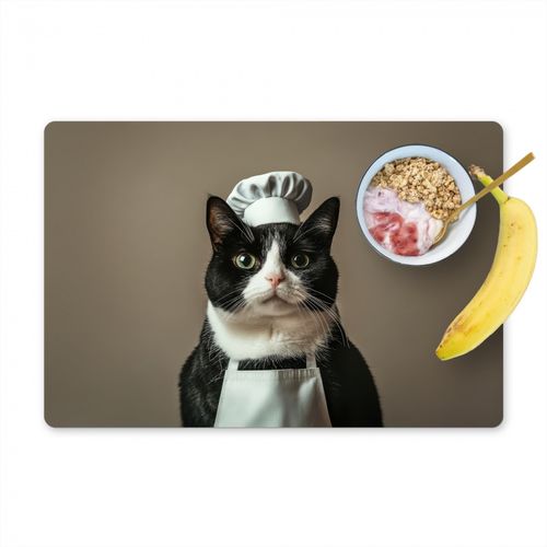 Gatto - Abbigliamento da chef - Nero - Bianco