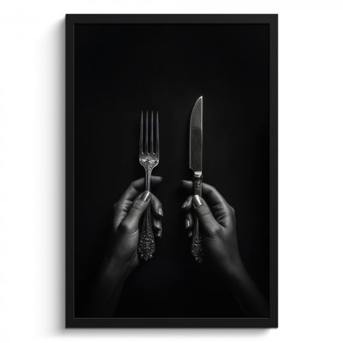 KitchenYeah - Cucina - Cornice per foto - Posate - Nero - Bianco